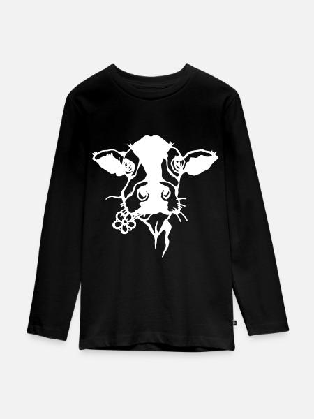 Kuh - Teenager Premium Bio Langarmshirt - Schwarz