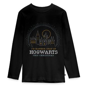 Harry Potter Hogwarts Christmas - Teenager Premium Bio Langarmshirt - Schwarz - Vorne - AI Model Kid Female (0cm)