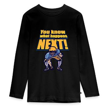 Football Position Tackle Aggressive Gift - Teenager Premium Organic Long Sleeve Shirt - black - Front - AI Model Kid Female (0cm)