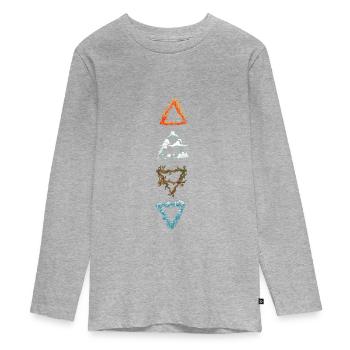 Alchimie icônes elemtente feu eau air terre - T-shirt manches longues Premium Ado - gris chiné - Devant