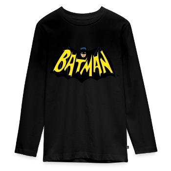 DC Comics Symbol Und Schrift Vintage - Teenager Premium Bio Langarmshirt - Schwarz - Vorne - AI Model Kid Female (0cm)