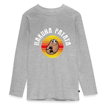 Hakuna Patata Funny Potato Saying - Teenager Premium Organic Long Sleeve Shirt - heather grey - Front