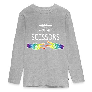 Rock Paper Scissors LGBTQ Pride Month Lesbian - T-shirt manches longues Premium Ado - gris chiné - Devant