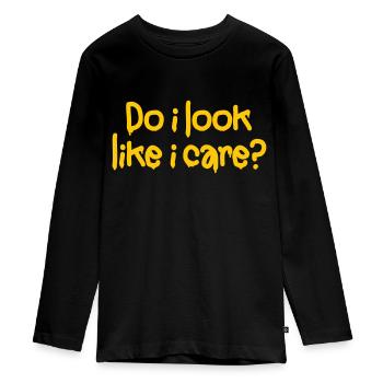 Do i look like i care? No interest! No thank you! - Teenager Premium Organic Long Sleeve Shirt - black - Front - AI Model Kid Female (0cm)