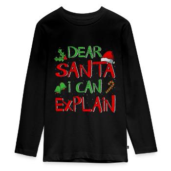 Christmas gift Christmas present Santa - Teenager Premium Organic Long Sleeve Shirt - black - Front - AI Model Kid Female (0cm)
