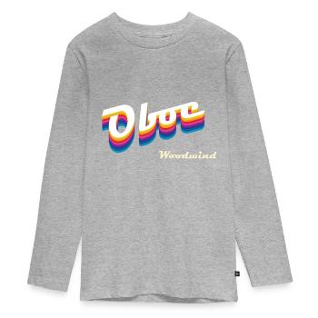 oboe - Teenager Premium Bio Langarmshirt - Grau meliert - Vorne