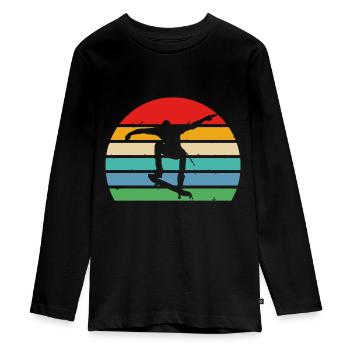 Skate Skateboard Retro Skater skaten Vintage - Teenager Premium Bio Langarmshirt - Schwarz - Vorne - AI Model Kid Female (0cm)
