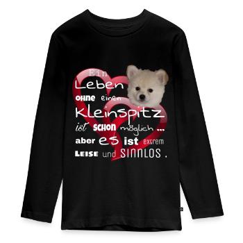 Kleinspitz Shirt - Spruchshirt Kleinspitz - Teenager Premium Bio Langarmshirt - Schwarz - Vorne - AI Model Kid Female (0cm)