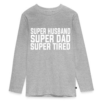 Super Dad - Teenager Premium Bio Langarmshirt - Grau meliert - Vorne