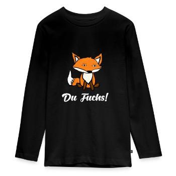 Fuchs - Teenager Premium Bio Langarmshirt - Schwarz - Vorne - AI Model Kid Female (0cm)