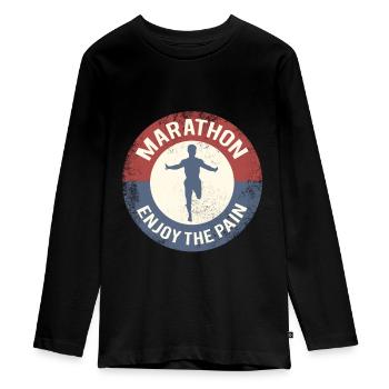 marathon - Teenager Premium Organic Long Sleeve Shirt - black - Front - AI Model Kid Female (0cm)