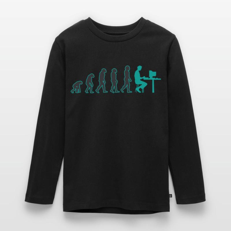 Evolution Computer Nerd Streber Geschenkidee Teenager Premium Bio Langarmshirt