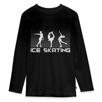 patinage - T-shirt manches longues Premium Ado - noir - Devant - AI Model Kid Female (0cm)