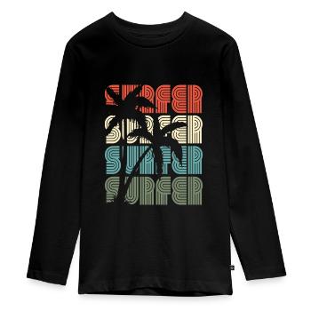 Surfer surfing palms - Teenager Premium Organic Long Sleeve Shirt - black - Front - AI Model Kid Female (0cm)