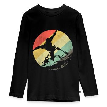 Surfers surfing - Teenager Premium Organic Long Sleeve Shirt - black - Front - AI Model Kid Female (0cm)