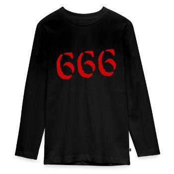 666 Satan - Teenager Premium Organic Long Sleeve Shirt - black - Front - AI Model Kid Female (0cm)