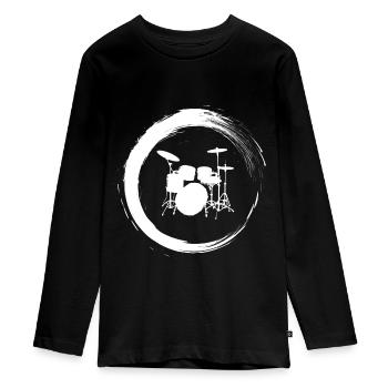 Drummer - Teenager Premium Bio Langarmshirt - Schwarz - Vorne - AI Model Kid Female (0cm)