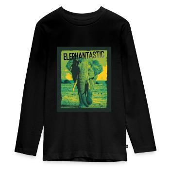 Elephant Elephants Animal Love Animals Animals - Teenager Premium Organic Long Sleeve Shirt - black - Front - AI Model Kid Female (0cm)