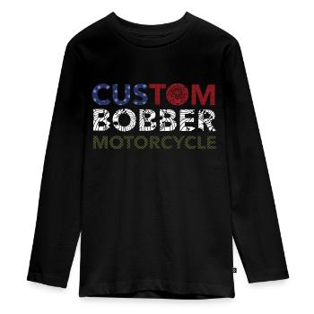 CUSTOM BOBBER MOTORCYCLE - T-shirt manches longues Premium Ado - noir - Devant - AI Model Kid Female (0cm)