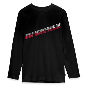 drinks from enemies skulls - Teenager Premium Organic Long Sleeve Shirt - black - Front - AI Model Kid Female (0cm)