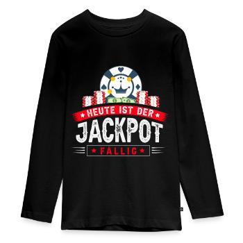 Casino und Poker: Heute ist der Jackpot fällig! - Teenager Premium Bio Langarmshirt - Schwarz - Vorne - AI Model Kid Female (0cm)