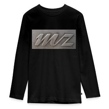 MZ-Logo - Teenager Premium Bio Langarmshirt - Schwarz - Vorne - AI Model Kid Female (0cm)