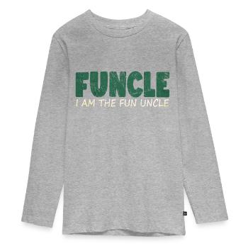 funcle spass onkel - Teenager Premium Bio Langarmshirt - Grau meliert - Vorne