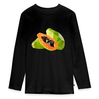 Low poly papaya - Teenager Premium Organic Long Sleeve Shirt - black - Front - AI Model Kid Female (0cm)