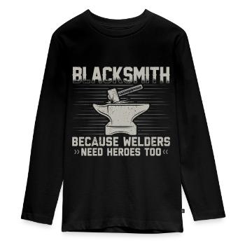 Blacksmith - Teenager Premium Organic Long Sleeve Shirt - black - Front - AI Model Kid Female (0cm)