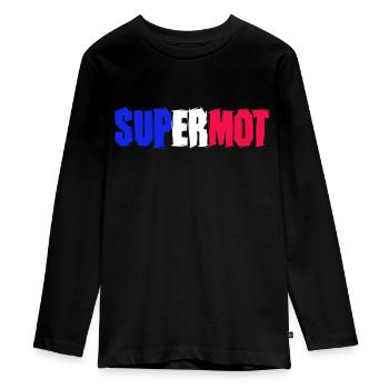 Supermot logo blue white red - Teenager Premium Organic Long Sleeve Shirt - black - Front - AI Model Kid Female (0cm)