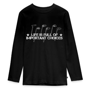 Important Choice Golf - Teenager Premium Bio Langarmshirt - Schwarz - Vorne - AI Model Kid Female (0cm)