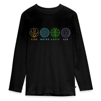 4 Éléments - T-shirt manches longues Premium Ado - noir - Devant - AI Model Kid Female (0cm)