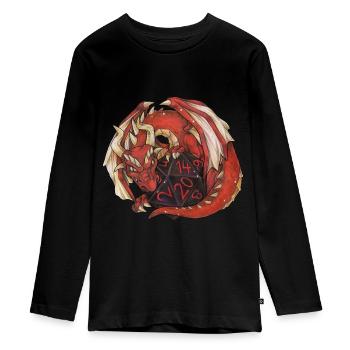 Drache Dragon mit D20 Würfel Dice Rollplay game - Teenager Premium Bio Langarmshirt - Schwarz - Vorne - AI Model Kid Female (0cm)