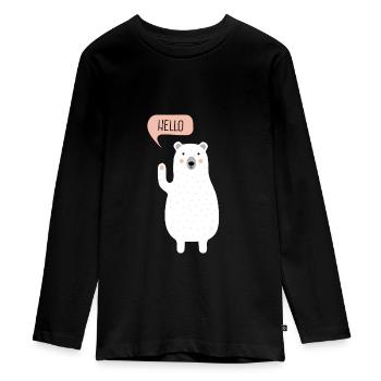 Niedlicher Eisbär, Cute Polarbear Winter Design - Teenager Premium Bio Langarmshirt - Schwarz - Vorne - AI Model Kid Female (0cm)
