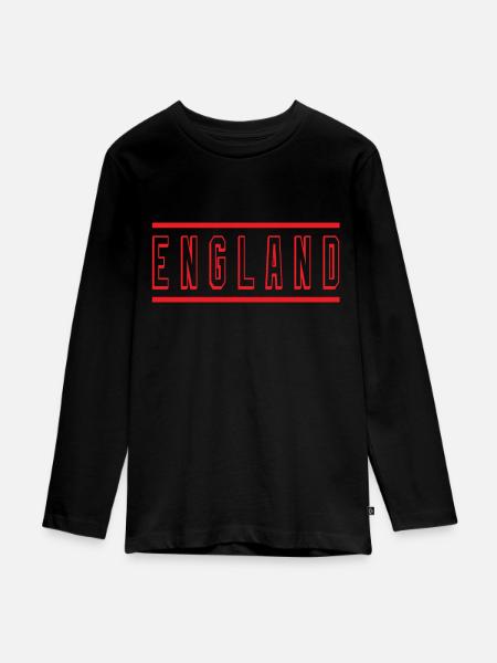 England - Teenager Premium Bio Langarmshirt - Schwarz