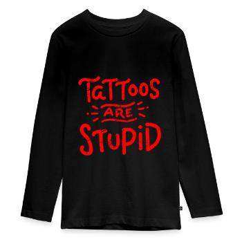 Tattoo Hater - Teenager Premium Bio Langarmshirt - Schwarz - Vorne - AI Model Kid Female (0cm)