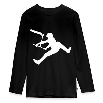 Stuntscooter Scooter Pedal Scooter - Teenager Premium Organic Long Sleeve Shirt - black - Front - AI Model Kid Female (0cm)