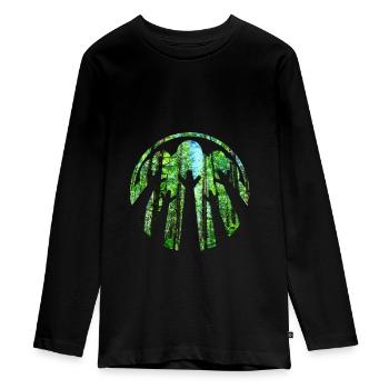 bos - Tieners Premium Bio shirt met lange mouwen - zwart - Voor - AI Model Kid Female (0cm)