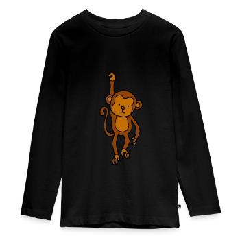 Singe mignon - singe araignée enfants cadeau bébé - T-shirt manches longues Premium Ado - noir - Devant - AI Model Kid Female (0cm)