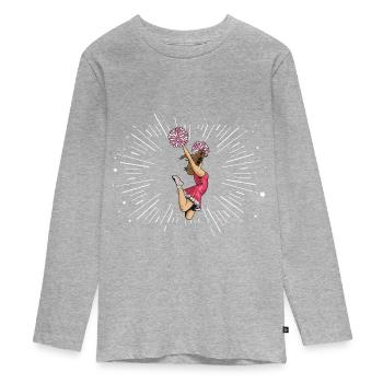 Cheer Mode On Spruch für ein Cheerleading Mädchen - Teenager Premium Bio Langarmshirt - Grau meliert - Vorne