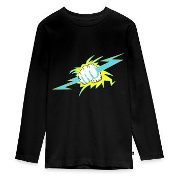 Zeus Hand. Donner Geschenk - Teenager Premium Bio Langarmshirt - Schwarz - Vorne - AI Model Kid Female (0cm)