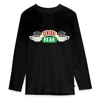 Friends Central Perk - Teenager Premium Bio Langarmshirt - Schwarz - Vorne - AI Model Kid Female (0cm)