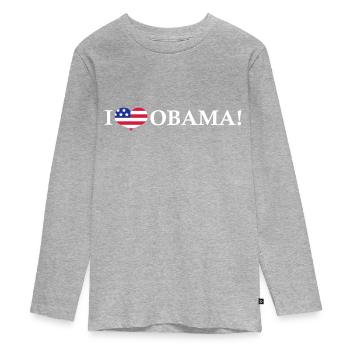 I Heart Obama - Teenager Premium Bio Langarmshirt - Grau meliert - Vorne