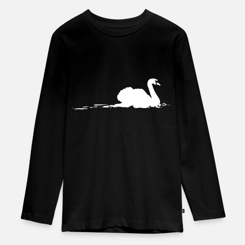 Swan silhouette nuoto acqua - Maglia a maniche lunghe ecologica premium per ragazzi - nero
