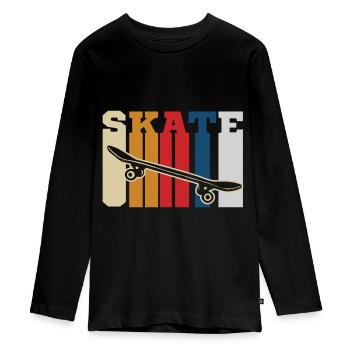 Skateboard Skateboarder Skater Skating Halfpipe - Teenager Premium Organic Long Sleeve Shirt - black - Front - AI Model Kid Female (0cm)