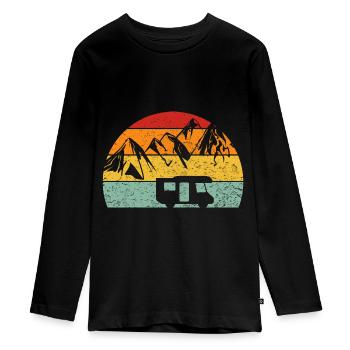 Camping Camper Zelten Outdoor Retro Design Vintage - Teenager Premium Organic Long Sleeve Shirt - black - Front - AI Model Kid Female (0cm)