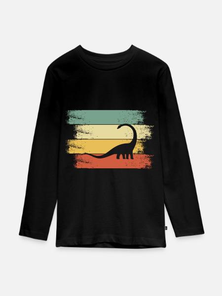 Dino - Teenager Premium Bio Langarmshirt - Schwarz