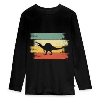 Dino Sohn Junge - Teenager Premium Bio Langarmshirt - Schwarz - Vorne - AI Model Kid Female (0cm)