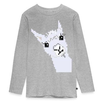 Pixel Lama - Teenager Premium Organic Long Sleeve Shirt - heather grey - Front