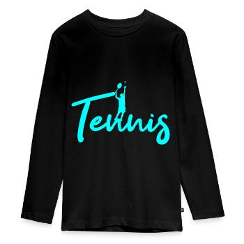 tennis - T-shirt manches longues Premium Ado - noir - Devant - AI Model Kid Female (0cm)